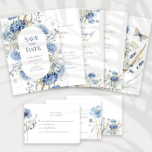 French Blue Boho Wildflowers Wedding Collection