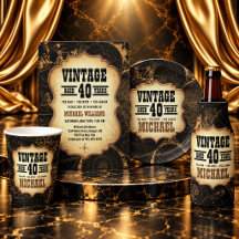 Men's 40th Vintage Birthday Party Black Collection