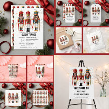 Gold Glitter Red & Blue Nutcracker Baby Shower