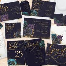 Dark Gothic Rose Glitter Wedding Suite