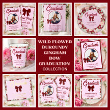 Wildflower Burgundy Gingham Bow Graduation Party