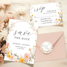 Rustic Boho Floral Wildflower Wedding Invitation
