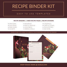 Recipe Binder Kit   Burgundy Botanical Cherries