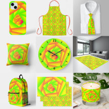 Citrus Green Orange Yellow Ombre Abstract Design 