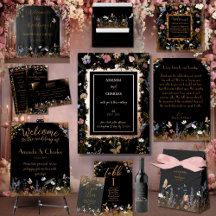 Boho Floral Black Butterfly Garden Wedding