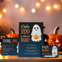 Little boo ghost pumpkin Halloween baby shower