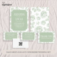Sage Green Elegant Chinoiserie Wedding Set