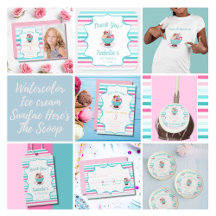 Watercolor Ice cream Sundae Here's The Scoop 