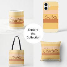 Personalized Name Beige Brown Stripes Gift Ideas