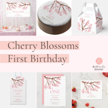 Pink Cherry Blossoms First Birthday