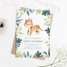 Watercolor Baby Tiger Prince Tropical Collection