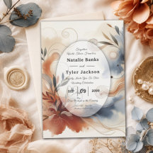 Terracotta Twilight and Navy Blooms Wedding Suite