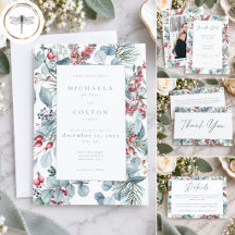 Rustic Winter Christmas Botanical Greenery Wedding