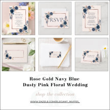 Rose Gold Navy Blue Dusty Pink Floral Wedding