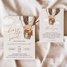 Bear in Brown Balloon First Birthday Collection