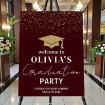 Elegant Deep Burgundy Class Of 2026 Graduation