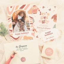 Modern Arch Groovy Christmas Holiday Photo