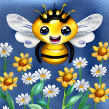 Adorable Bee Flower Garden Watercolor Collection