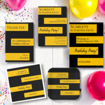 Modern Simple Black And Gold Elegant Birthday