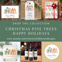 Christmas Pine Tree Watercolors Happy Holidays