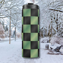 Modern Olive Green Black Gradient Checkered