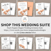 Peach Poppies Elegant Wedding Invitation Suite