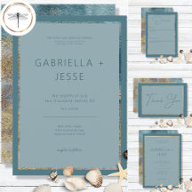 Modern Beach Abstract Teal & Gold Wedding Suite