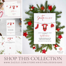 Santa Baby Baby Shower Christmas Minimal Modern