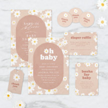 Boho Retro Daisies Baby Shower