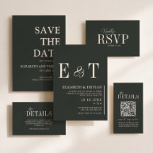 Minimalist Ebony Wedding Couples Initials 