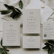 Classic Black & Ecru Monogram Wedding