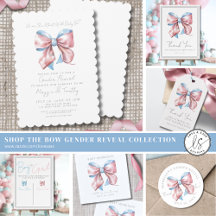 Watercolor Blue & Pink Bow Gender Reveal Party