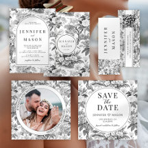 Black and white Chinese porcelain flower wedding