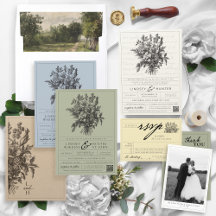 Elegant Vintage Floral Botanical QR Code Wedding