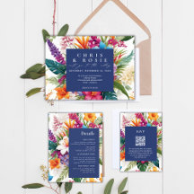 Modern Tropical Colorful Fall wedding invitation