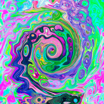 Groovy Abstract Aqua and Navy Lava Swirl