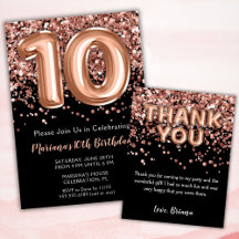 Rose Gold Black 10th Birthday Party