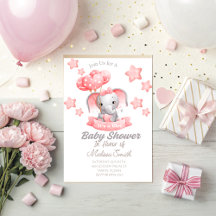 It's a Girl Baby Elephant Baby Shower Collection 