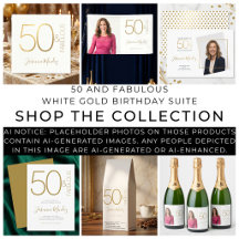 White Gold Elegant Minimalistic 50th Birthday Kit