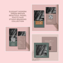 Elegant Modern Green Brown Photo Hair Studio   