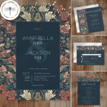 Art Nouveau Blue William Morris Floral Wedding