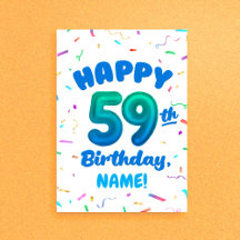 Balloon Numbers Birthday Card, Age 50-59