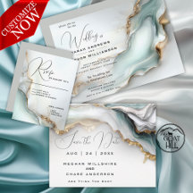 WEDDING: Opal Teal Gold Alcohol Ink