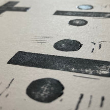 Black and White Math Symbols Linocut