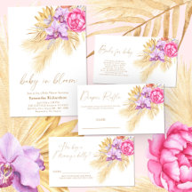 Baby in bloom Pampas grass Boho Pink Baby Shower