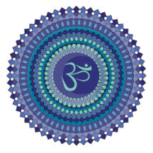 Mandala Yoga Om Purple Aqua Kaleidoscope Design