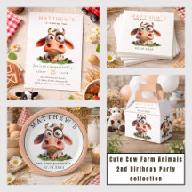 Cute Cow Farm Animals 2nd Birthday Party collectio