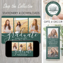 Dark Green & White Elegant Graduation Celebration