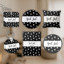 Black and white pine Christmas patterns Nordic Jul