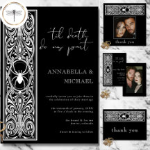 Gothic Spooky Spider Black White Wedding